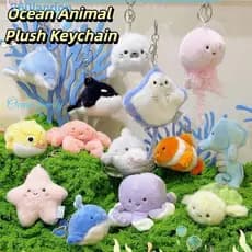 Chaveiro De Pelúcia Animal Oceano LANDON , Baleia Fofa Kawaii De Simulação , Pingente De Som De Prensa De Algodão PP