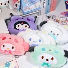 Sanrio Cinnamoroll Estojo De Lápis De Pelúcia Melody Kuromi Recheado Para Estudantes Maquiagem