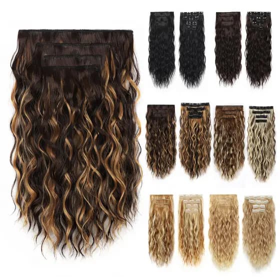Comércio exterior transfronteiriço conjunto de 4 peças clipe de cabelo ondulação de água peruca extensão de cabelo peça