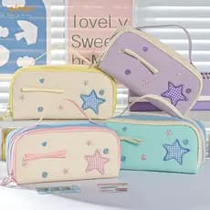 ELMER Bolsa De Caneta Estilo Coreano , Lápis De Armazenamento De Mesa Y2k Star Pencil Case , Grande Capacidade
