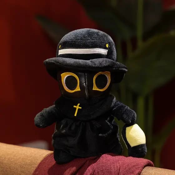 Steampunk bico praga médico enfermeira corvo luminoso sugando boneca de pelúcia
