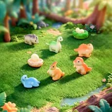 7 Pçs/set Dinossauros Dos Desenhos Animados Miniaturas Decoração De Jardim De Fadas Terrário De Musgo Micro Paisagem