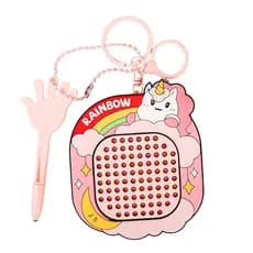 Bonito criativo arco-íris unicórnio bola de aço prancheta magnética chaveiro dos desenhos animados pônei brinquedo estud