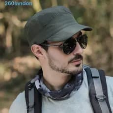 Chapéu De Topo Plano LANDON , Boné De Pico Para Exterior De Cor Sólida , Sol Masculino Ajustável Caminhadas De Secagem R