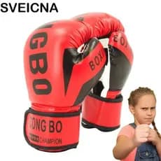 Luvas De Boxe De Couro SVEICNA , Luva Protetora Infantil Com Acolchoamento De Esponja , PU