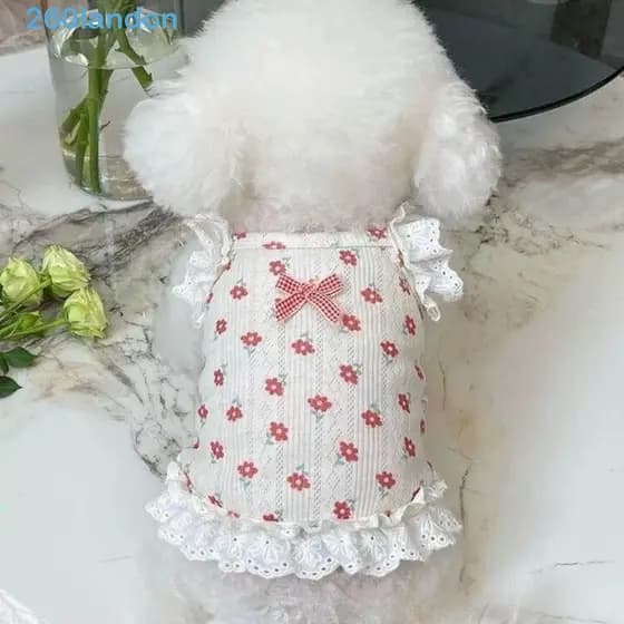 Colete De Camisola Para Animais De Estimação LANDON , Vestido Floral Fofo Com Acabamento Em Renda Cachorro , De Respiráv