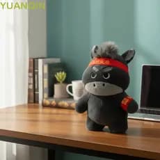 YUANQINZT Mascote De Cavalo Preto , Estatueta Da Sorte De Cor Preta Estilo Kawaii Pônei Do Zodíaco Com Design Fofo