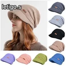 [LETIGO] Chapéu De Malha , Gorros Forrados De Lã De Pelúcia Macia , Gorro De Aba Curta À Prova De Vento Engrossado Outon