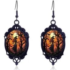 Brincos de Camafeu de Bruxa Misteriosa Gótica, Brincos Pendentes de Cristal Vintage Estilo Punk Brincos Misteriosos Góti