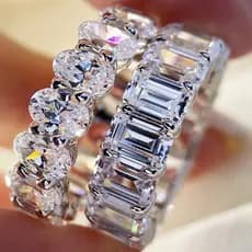 5 Quilates Banda Corte Radiante Eternidade Prata Esterlina Russo Topo CZ Moissanite Simulante Tamanho 5-10