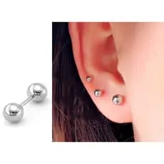 Piercing Es36 Aço Bolinha Orelha Cartilagem Tragus 3/4/5 / 6mm  2 peças par