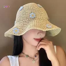 Uequilibrium Verão Dobrável Flor Chapéu De Palha Moda Feminina Floral Sol Praia Acessório De Viagem Novo