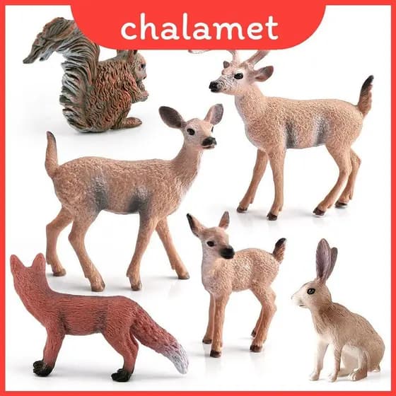 Conjunto De Decoração Animal De Pvc Para Vida Selvagem Florestal Com Cervo De Coelho Esquilo Realista De Casa De Férias