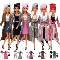 Roupas Fashion Inverno para Boneca 30cm Conjunto com Chapéu e Acessórios