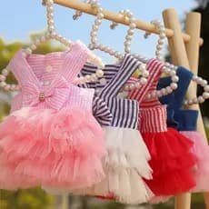 Vestido de malha para cachorro de estimação de verão, saia, aniversário de casamento, suprimentos de fantasia
