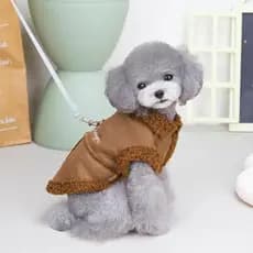Jaqueta para Cães Estilo Britânico em Lã de Cordeiro, Roupas de Inverno Quentes para Cães Pequenos, Fantasia para Filhot