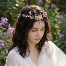 BLUEVELVETSP Coroa De Elfo , Tiara Decorada Com Strass Diadema , Capacete De Fada Fantasia De Videira