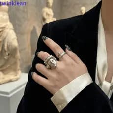 Anel De Máscara TWINKLEAN , Coroa De Vênus Vintage Minimalista Empilhado De Cobre Elegante Prateado
