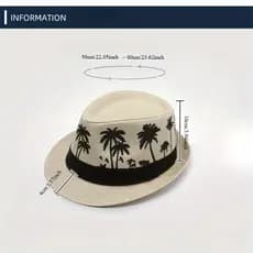 1 unidade de Chapéu de Sol com Padrão de Coqueiro, Chapéu Jazz, Chapéu Casual de Verão para Homens, Chapéu de Praia para