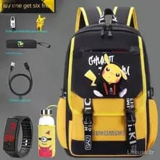 Mochilas escolares de anime Pikachu para meninos e meninas 9 QDZBB1