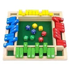 Jogo De Tabuleiro De Dados De Madeira Fecha A Caixa Para 4 Jogadores Flaps & Interação Pai-Filhos Entretenimento Familia