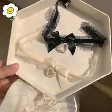 maoting } Feminino Bonito Colar Lolitas Artesanal Vintage Renda Coração Gargantilha Para Mulheres Gótico Arco Nó Nelace