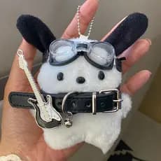 Sanrio Y2k Guitarra Pochacco Chaveiro Gato Preto Rock Punk Boneca Casal Diy Saco Pingente Decoração Crianças Travesseiro