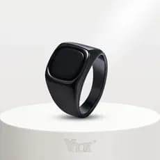 Vnox Fashion Men's Punk Black Stone Ring , Anel De Pedra De Vidro Quadrado De Aço Inoxidável , Jóias Masculinas Pretas A