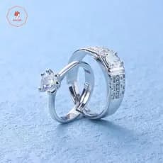 AACAR 1 Par Clássico Casal Anel De Noivado Redimensionável Masculino Feminino Strass Ajustável Dia Dos Namorados *