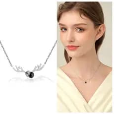 Colar de chifre de aço inoxidável colar feminino presente de feriado elegante e requintado
