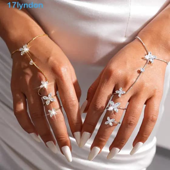 Pulseiras De Flores Ajustáveis LYNDON , Borboleta De Zircônia De Flor Retrô , Multifuncionais