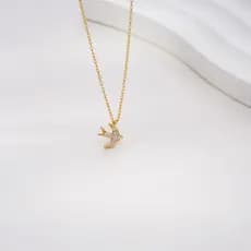 18K Banhado A Ouro Colar De Pássaros Voadora Brilhante Pingente De Zircônio Feminino Criativo Jóias