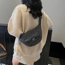 Bolsa de peito jeans estilo literário de grande capacidade para meninas Bolsa de cintura Bolsa para celular transversal