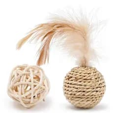 2 Pçs Brinquedo Do Gato Pet Rattan Bola Engraçado Falso Pena Sino Gatinho Jogando Interativa Brinquedos Suprimentos Para