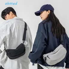 Bolsa Mensageiro De Nylon AHMED , Crossbody Masculina Minimalista De Grande Capacidade , Alça Ajustável