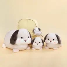 Pelúcias De Coelho Branco Fofo Com Orelhas Cinza Conjunto De Companheiro De Mesa Kawaii Brinquedo De Pelúcia Presente Pe