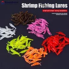 DREAMFOREST 100 Pçs Simulação Camarão Iscas De Pesca Isca 2.8cm Luminosa De Alta Elasticidade Brilho Macio Artificial Sa
