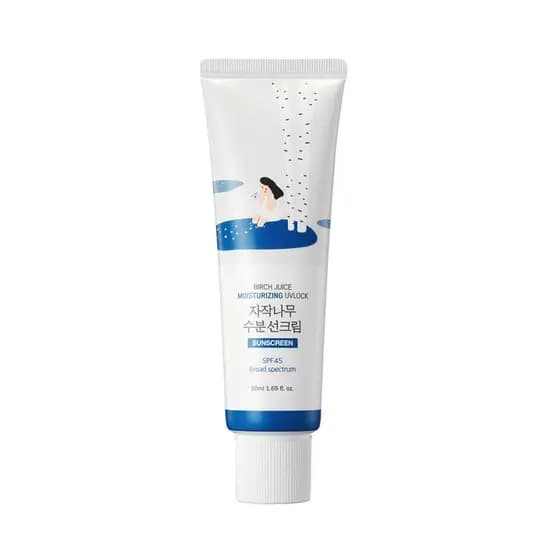 ROUND LAB Birch Juice Moisturizing UV LOCK SPF 45, 1.69 Fl Oz, Protetor Solar Hidratante Leve com Efeito Iluminador para