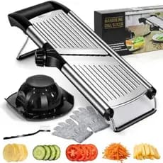MASTERTOP Fatiador de alimentos ajustável para bandolim, cortador de frutas e vegetais, bandolim de cozinha em aço inoxi