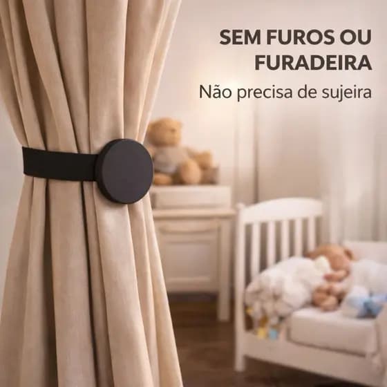 Prendedor de Cortina Fixador de Cortina Sem Furo Organizador Moderno Decoração Casa Acompanha Dupla Face 3M Sala