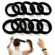 1 Unidade de Elásticos de Cabelo Grandes Pretos para Mulheres e Meninas - Alta Elasticidade, Algodão Grosso Sem Costura,