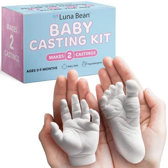Kit de Moldagem de Mãos e Pés para Bebês Luna Bean 2 peças – Presente Perfeito para Novos Pais, Chás de Bebê, Decoração
