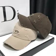Boné de Beisebol Masculino, Boné de Algodão Rasgado e Desgastado, Bonés de Verão para Mulheres, Chapéus de Sol, Bonés Hi