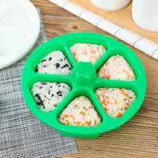 Caixa de almoço triangular 6 em 1 estilo japonês, feita de PP de qualidade alimentar, ferramenta e molde para fazer sush