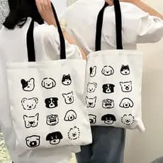 Bolsa de lona nova de grande capacidade, bolsa de ombro com estampa de desenho animado, bolsa de compras original para e