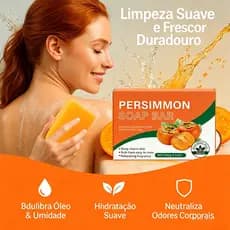 Sabonete de Caqui Artesanal 100g - Vegano | Elimina Odores e Macia Pele