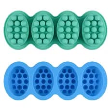 Molde de silicone oval com 4 furos para sabonete de massagem, molde de sabonete artesanal.