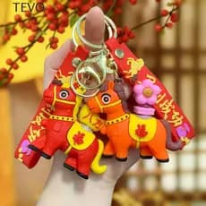 Pingente De Cavalo TEVO , Chaveiro Giratório De Desenho Animado , Ornamento , Bolsa De Pônei Do Zodíaco Em PVC Pendurada