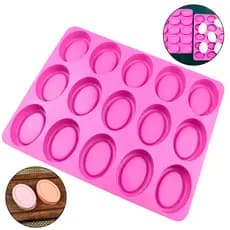 Forma Molde De Silicone Sabonete Oval 15 Cavidades Saboaria Vela Artesanato Maleável