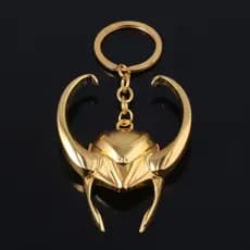 Cthulhu Loki Máscara de Ouro Capacete Chaveiro Double Link 4 Pingente Masculino Pequeno Presente